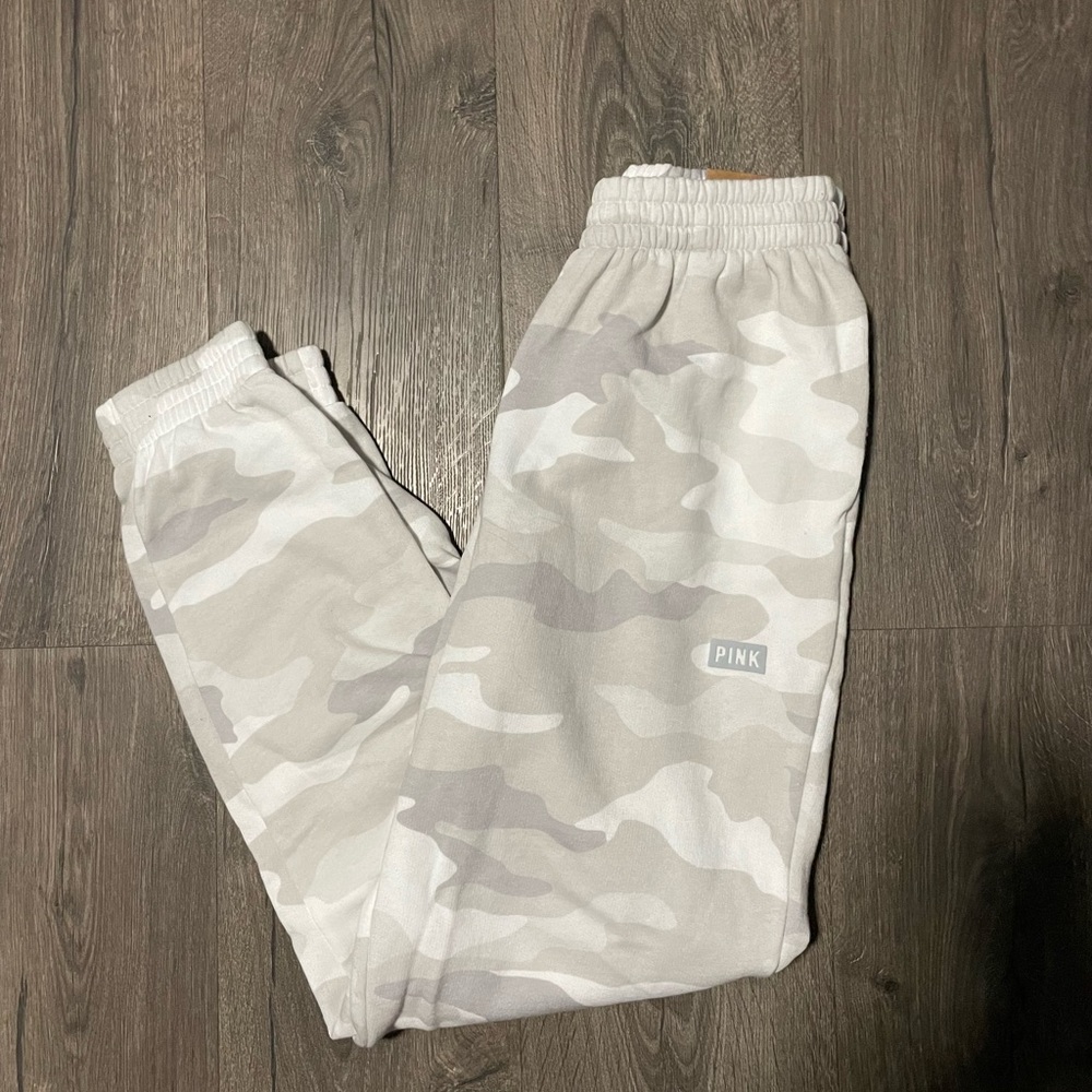 PINK Victoria’s Secret White Camo Joggers